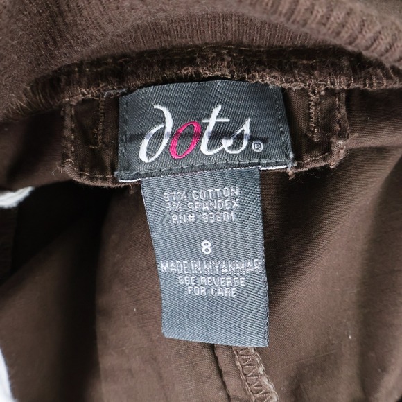 Dots Capri‎ Pants Womens Size 8 Dark Brown Cotton Stretch Waist Mid Rise Pockets - Picture 6 of 6